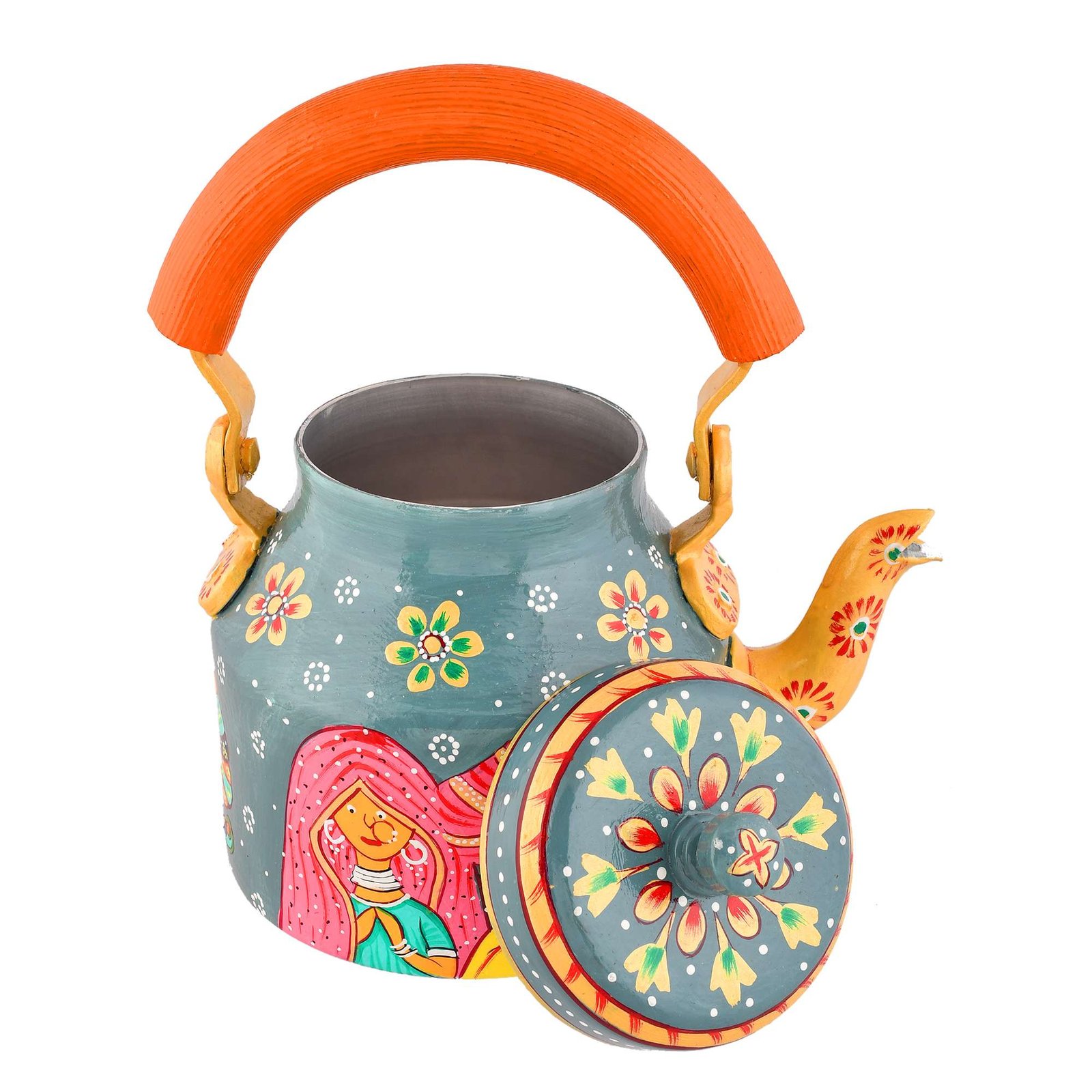 Hand-Painted Aluminium Tea Kettle - 750 ml for kitchen décor Home Décor , Tea Party , Serving - Image 3